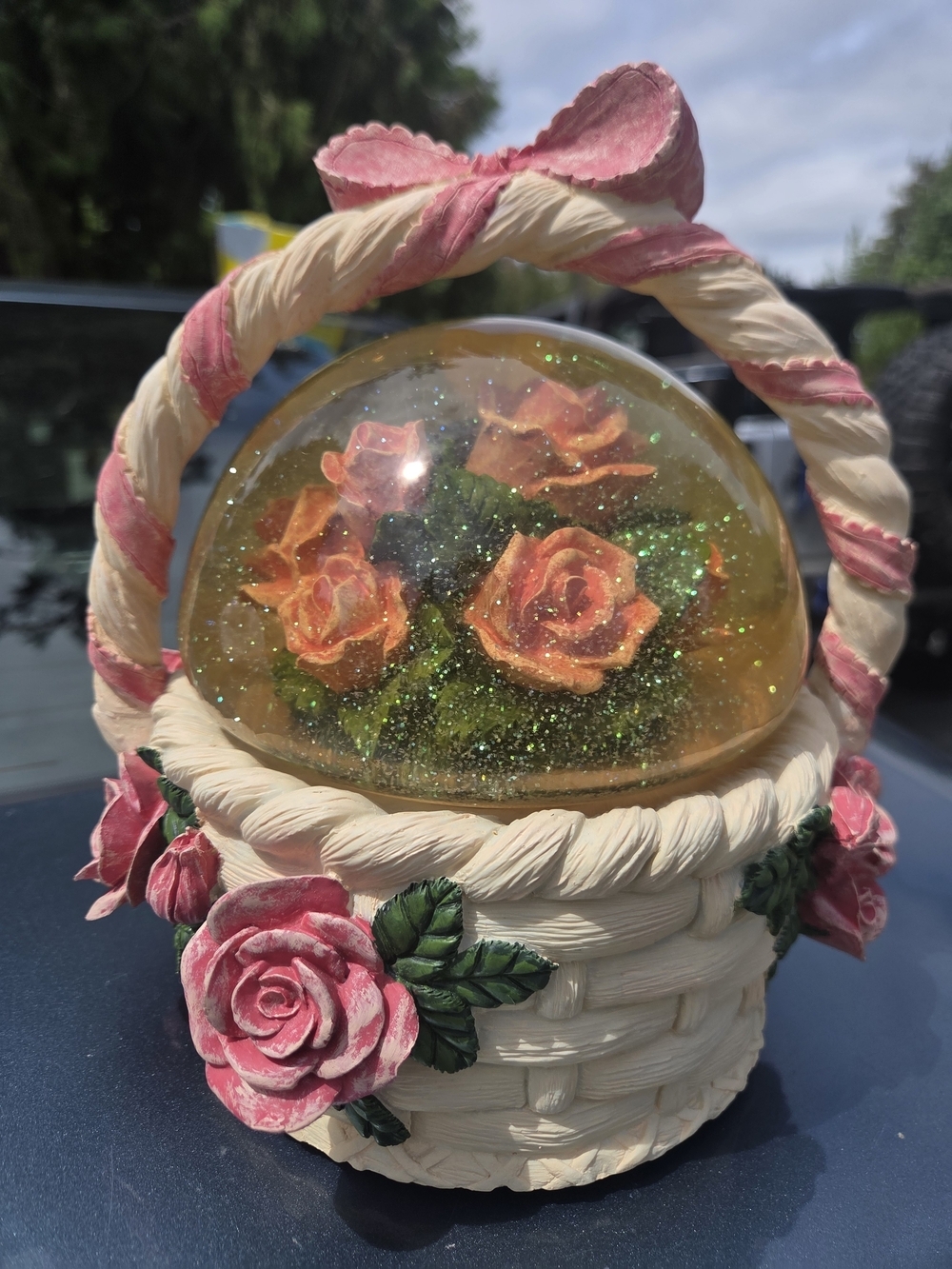 Floral Snow Globe - Pink and Cream Home Art - Picture 3 of 9